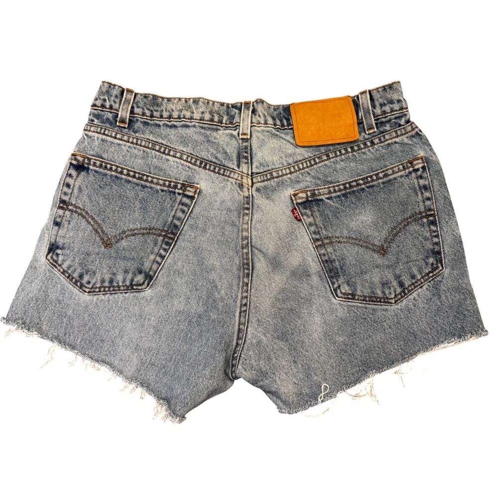 Levi's 505 Cut Off Jean Shorts (Waist 34 )Blue Distressed Raw Hem Vintage Womans